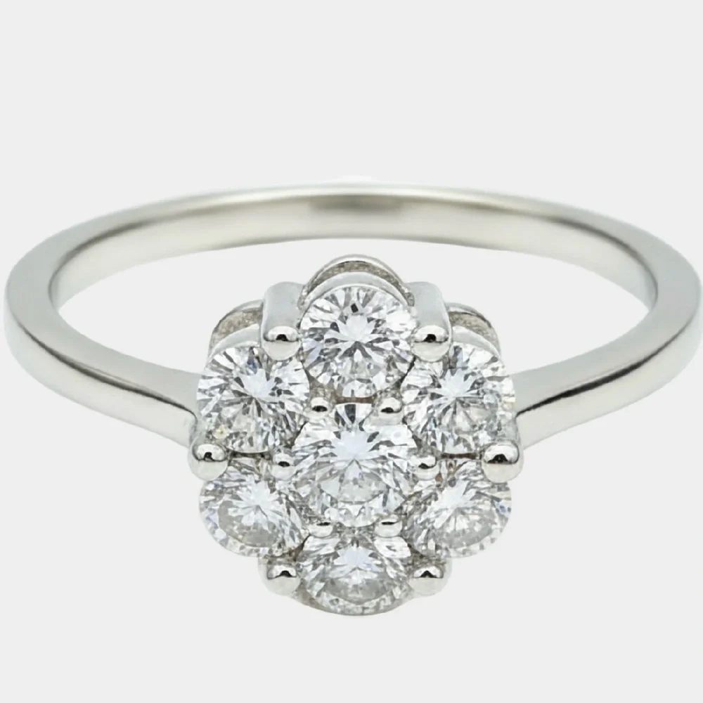 Moissanite Cluster Floral Ring Vintage Style in 925 Sterling Silver NWT Size 9